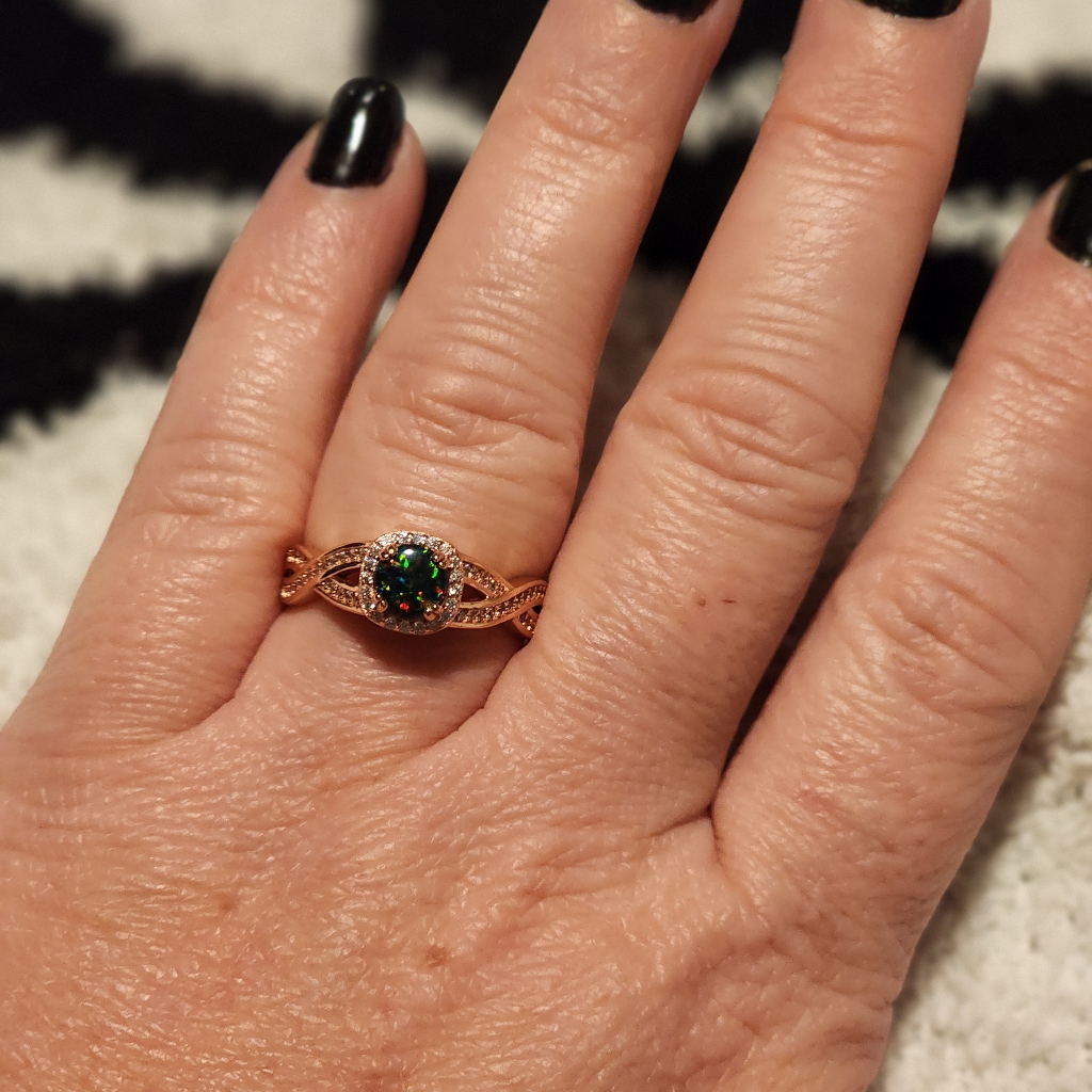 Ring Bomb Black Fire Opal Sterling Silver Size 9